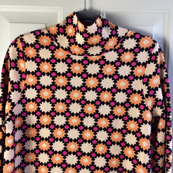 Maeve by Anthropologie Daisy-Grid sweater Mini  dress  in Pink, Yellow and Black - Picture 4 of 10